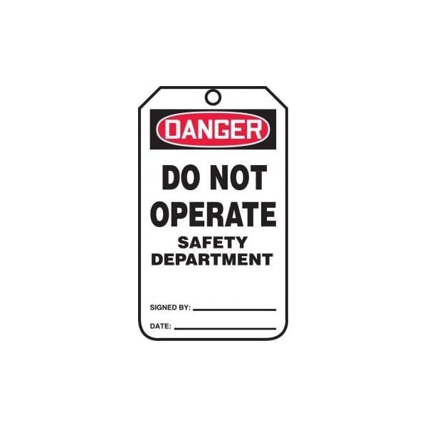 Accuform Safety Tags, DANGER DO NOT OPERATE SAFETY DEPARTMENT, 5.75in x 3.25in, PF-Cardstock, 25PK MDT214CTP - main
